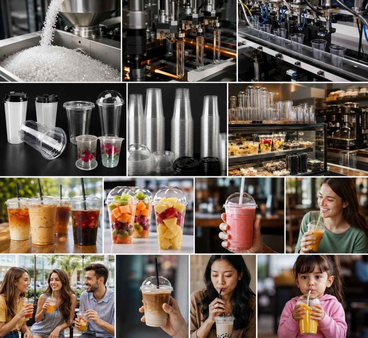 Clear plastic cups and glasses